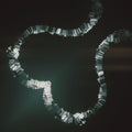 Illustration with a wave-like symmetrical structure of shiny metallic rectangles. 3d rendering