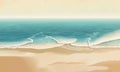 waves on the beach, landscape of beach, overview. Created with Generative AI