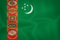 Illustration waving state flag of Turkmenistan