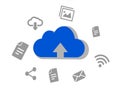 Illustration, web and cloud sharing elements