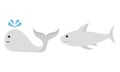 illustration of a whale and a shark Royalty Free Stock Photo