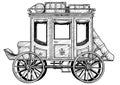 Stagecoach illustration, drawing, engraving, ink, line art, vector Royalty Free Stock Photo