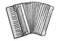 Accordion illustration, drawing, engraving, ink, line art, vector Royalty Free Stock Photo