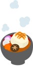 The illustration which is usable in the letter of New Years greetings (New Years dish)