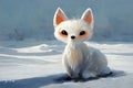 Illustration of White artic fox on snow