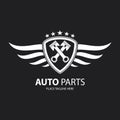 White automotive shield with wings icon Royalty Free Stock Photo