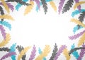 Illustration white background with colorful palm leaves