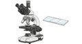 Illustration of a white and black microscope with a sample slide. Royalty Free Stock Photo