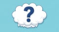 Illustration of a white, cloud-shaped speech bubble on a light blue background, Royalty Free Stock Photo