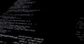 Illustration of white computer programming language against black background