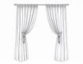 Illustration of White Drapes with Tie Backs on Curtain Rod in Interior Home Design Royalty Free Stock Photo