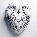 Illustration of a white dynamic robotic heart.
