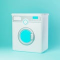 illustration of a white front loading washing machine. 3d ender