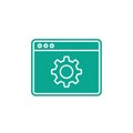 Illustration of a white gear inside a green browser window, symbolizing settings and customization options Royalty Free Stock Photo