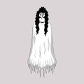 Illustration White Lady Ghost Cartoon Character