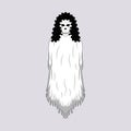 Illustration White Lady Ghost Cartoon Character