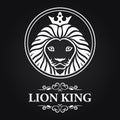 White lion king head mascot on black background Royalty Free Stock Photo