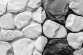 Illustration of white pebbles background. top view of white stones wall texture, white rock surface pattern for decoration or Royalty Free Stock Photo