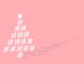 Illustration of a white simple Christmas tree made of tally marks isolated on a pink background