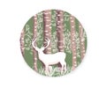 Illustration white stag in a green forest