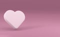 Illustration. White volumetric heart on a pink background. 3d render. Element for design, greeting cards, greetings