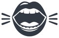 Illustration of Wide Open Mouth Speaking or Shouting with Lines Emanating from the Side Royalty Free Stock Photo