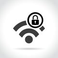 Wifi lock icon on white background