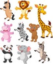 Wild animals cartoon collection set Royalty Free Stock Photo