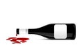 Illustration of wine bottle that spill red wine