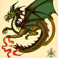 Illustration of a winged dragon