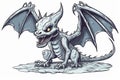 Adorable yet Frightening Undead Dragon in Comic Style, Generative AI
