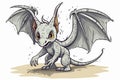 Adorable yet Frightening Undead Dragon in Comic Style, Generative AI