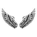 illustration of wings in tattoo style isolated on white background. Design element for logo, label, badge, sign. Royalty Free Stock Photo