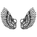 illustration of wings in tattoo style isolated on white background. Design element for logo, label, badge, sign. Royalty Free Stock Photo