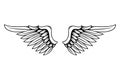 illustration of wings in tattoo style isolated on white background. Design element for logo, label, badge, sign. Royalty Free Stock Photo