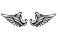 illustration of wings in tattoo style isolated on white background. Design element for logo, label, badge, sign. Royalty Free Stock Photo