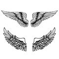 illustration of wings in tattoo style isolated on white background. Design element for logo, label, badge, sign. Royalty Free Stock Photo