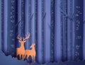 Deer in forest with full moon. Royalty Free Stock Photo