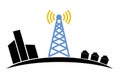 Illustration of wireless signal of internet into