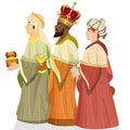 The wise men bring gold, frankincense and myrrh