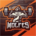 Wolf gym esport mascot logo design Royalty Free Stock Photo