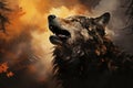 Illustration of a wolf howling in the forest - 3D render generative AI Generative AI Royalty Free Stock Photo