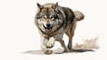 An illustration of a wolf running, AI Royalty Free Stock Photo