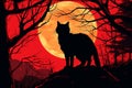 Illustration wolf sky dark wild moon night animal full nature