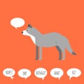 Illustration of wolf with speech bubble. Flat style.