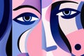 illustration woman abstract portrait face cubism graphic cubist modern poster fashion. Generative AI.