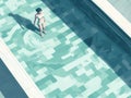female woman person illustration young girl swim holiday water summer pool. Generative AI. Royalty Free Stock Photo