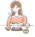 Illustration of a woman without appetite