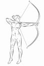 Illustration of a woman archer , vector drawing