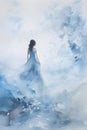 Mysterious Woman in the Blue Mist Royalty Free Stock Photo